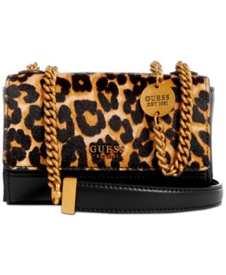 Iseline Leopard Print Mini Chain Crossbody Flap