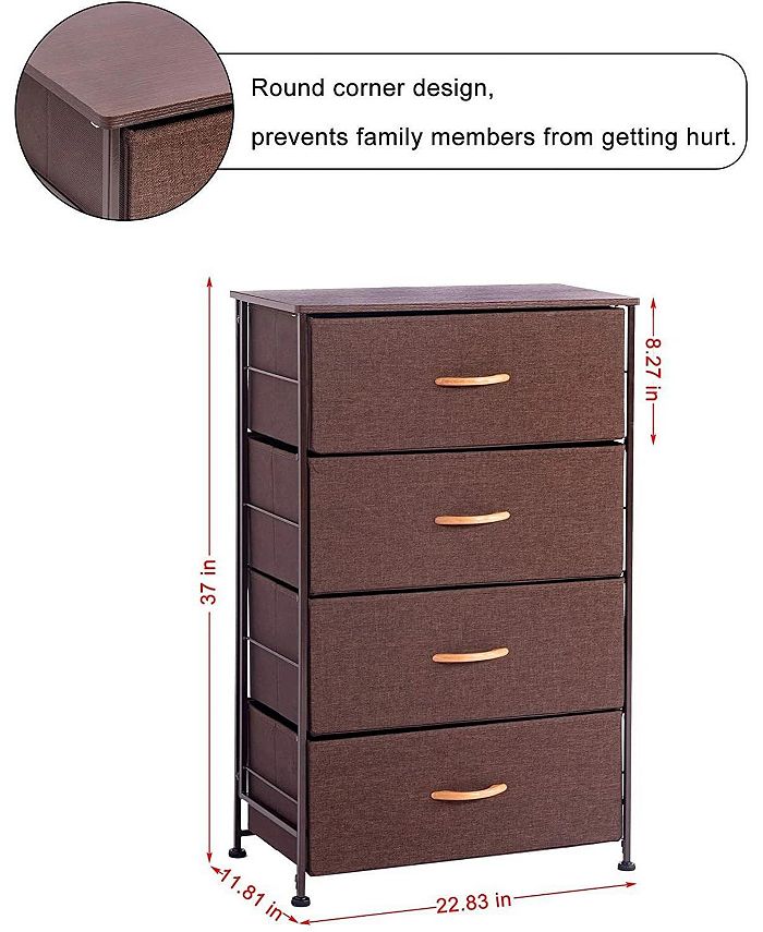 Simplie Fun Fabric 4 Drawers Storage Organizer Unit Easy Assembly