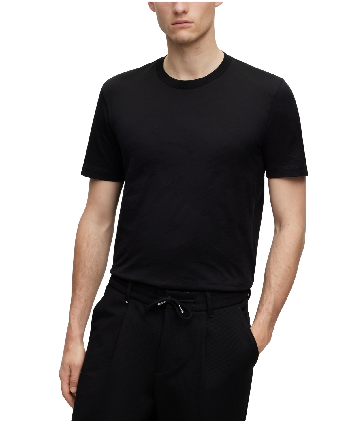 Hugo Boss Boss By  Men's Cotton-jersey Logo Collar T-shirt In Black