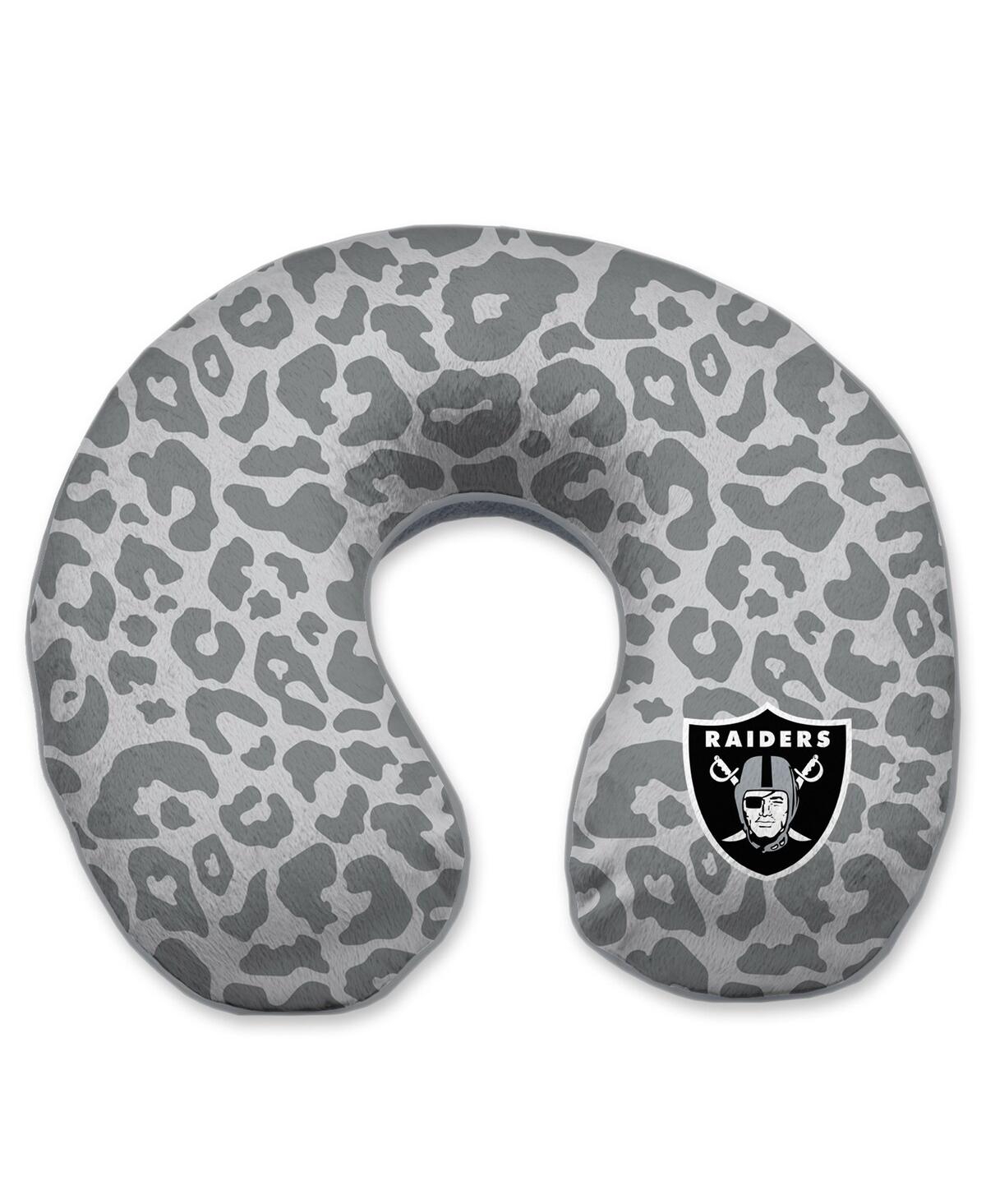 Pegasus Home Fashions Las Vegas Raiders Cheetah Print Memory Foam Travel Pillow In Gray