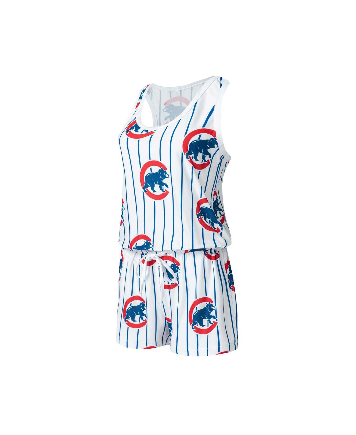 Shop Concepts Sport Women's  White Chicago Cubs Reel Pinstripe Knit Romper