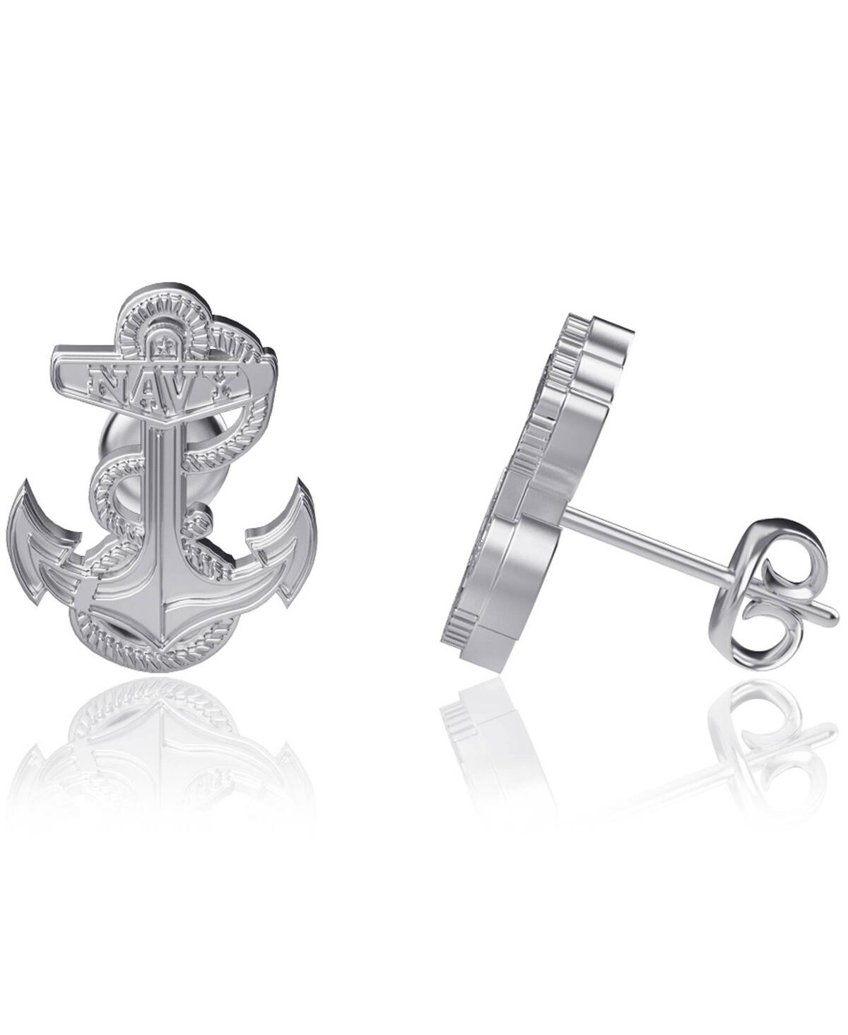 Women's Dayna Designs Navy Midshipmen Silver Post Earrings - Silver-Tone