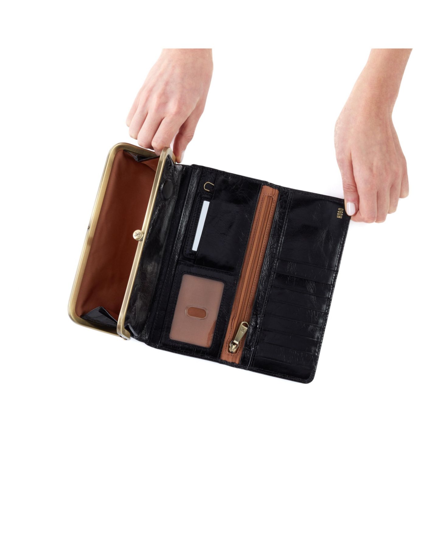 Женский кошелёк HOBO Rachel Frame Closure Continental Trifold, цвет: Чёрный — фото 2