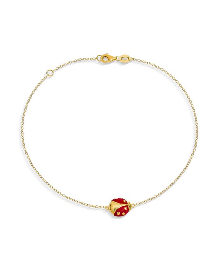 Bling Jewelry Red Ladybug Garden Charm Anklet Link Ankle Bracelet