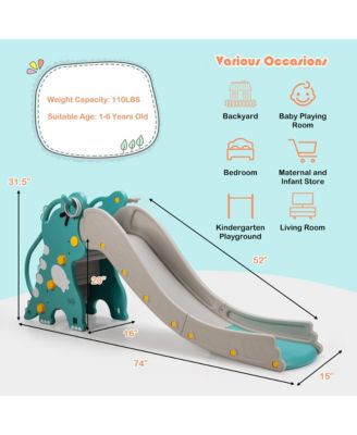 4 in 1 Kids Climber Slide Play Set w/Basketball Hoop & Toss Toy Indoor & Outdoor