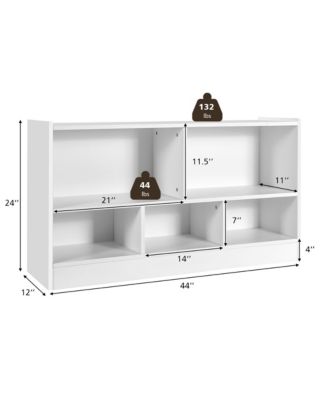 Kids 2-Shelf Bookcase 5-Cube Wood Toy Storage Cabinet Organizer