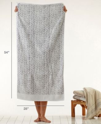 Distressed Leaves Turkish Cotton Bath Towel, 54" x 28"