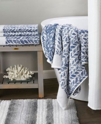 Distressed Leaves Turkish Cotton 2 Piece Hand Towel Set, 26" x 16"