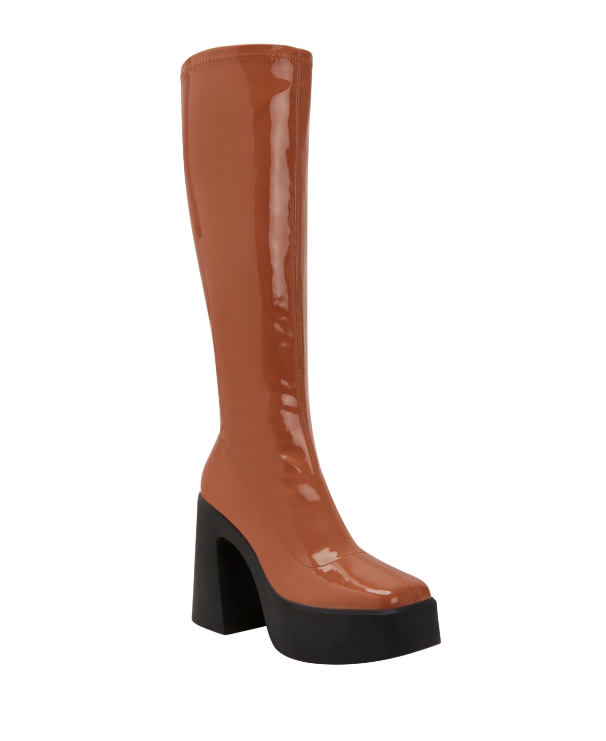 Women's The Heightten Narrow Calf Stretch Boots - Cognac - Polyurethane and Polyester