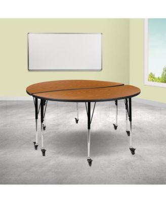 2 Piece Mobile 60" Circle Collaborative Adjustable Activity Table Set