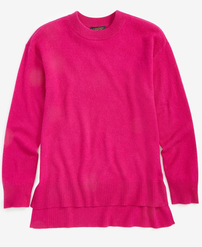 Charter Club Women's 100% Cashmere Crewneck Drop-Hem Sweater, Created ...