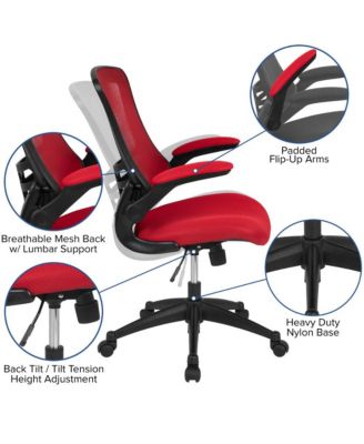 Mid-Back Mesh Swivel Ergonomic Task Office Chair With Flip-Up Arms