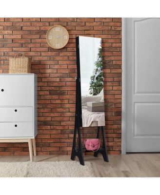 LED Jewelry Cabinet Organizer Bevel Edge Mirrored Standing