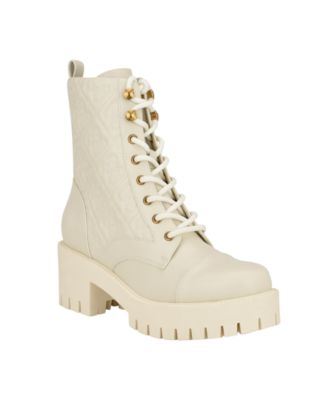 GUESS Women's Waite Casual Lug Sole Lace Up Hiker Booties Macy's