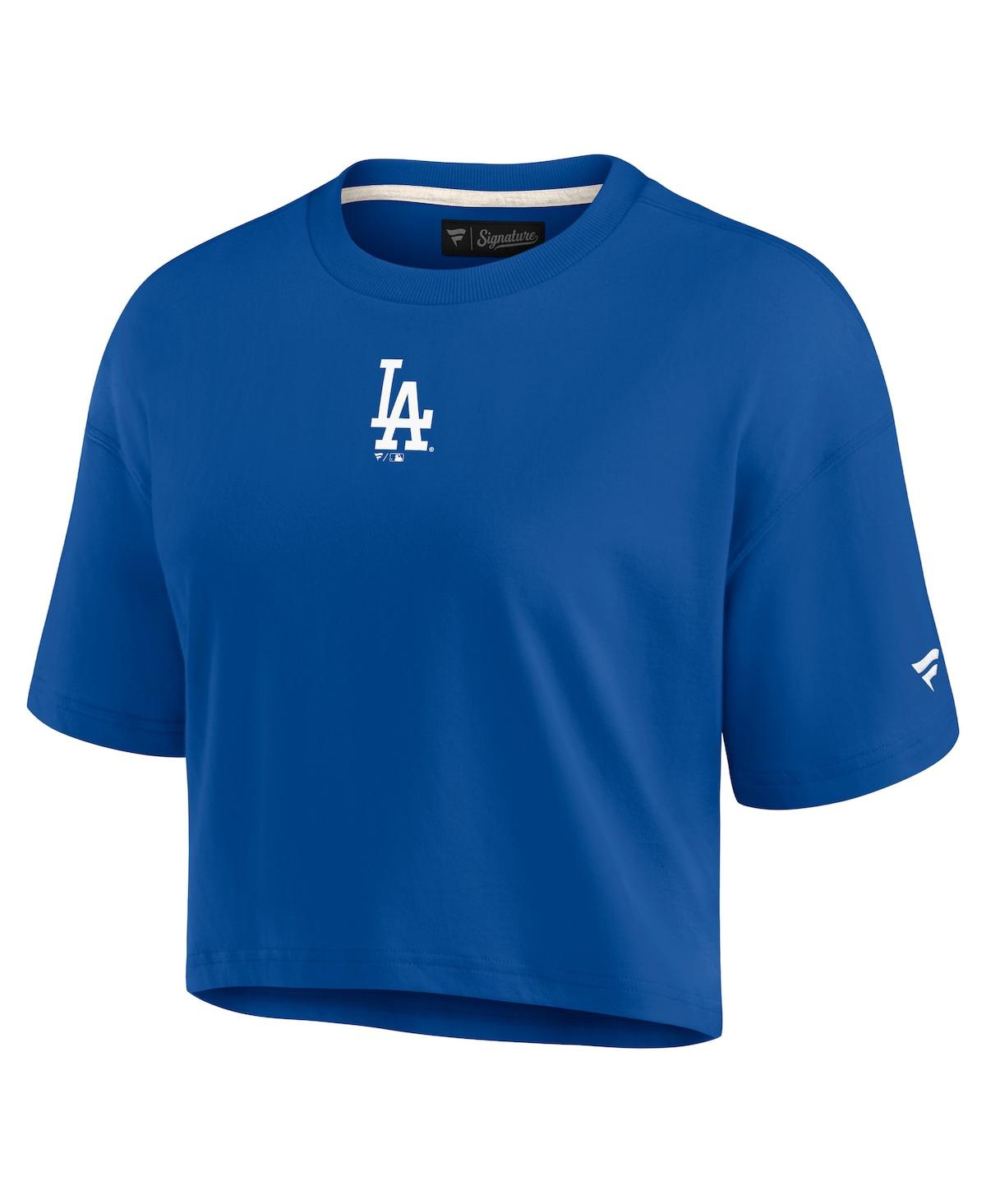 Shop Fanatics Signature Women's  Royal Los Angeles Dodgers Super Soft Short Sleeve Cropped T-shirt