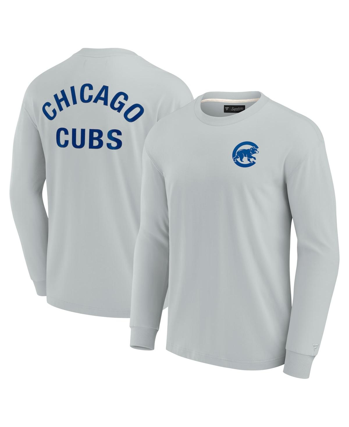 Shop Fanatics Signature Men's And Women's  Gray Chicago Cubs Super Soft Long Sleeve T-shirt