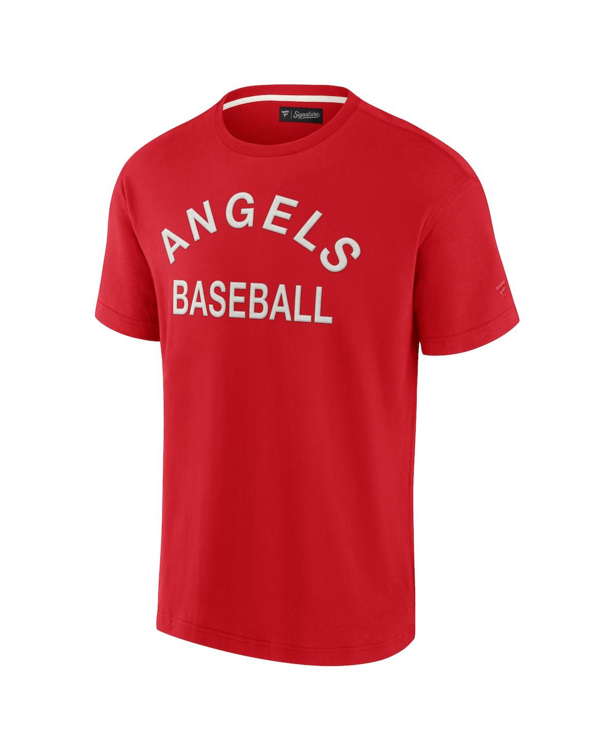 Shop Fanatics Signature Men's And Women's  Red Los Angeles Angels Super Soft Short Sleeve T-shirt