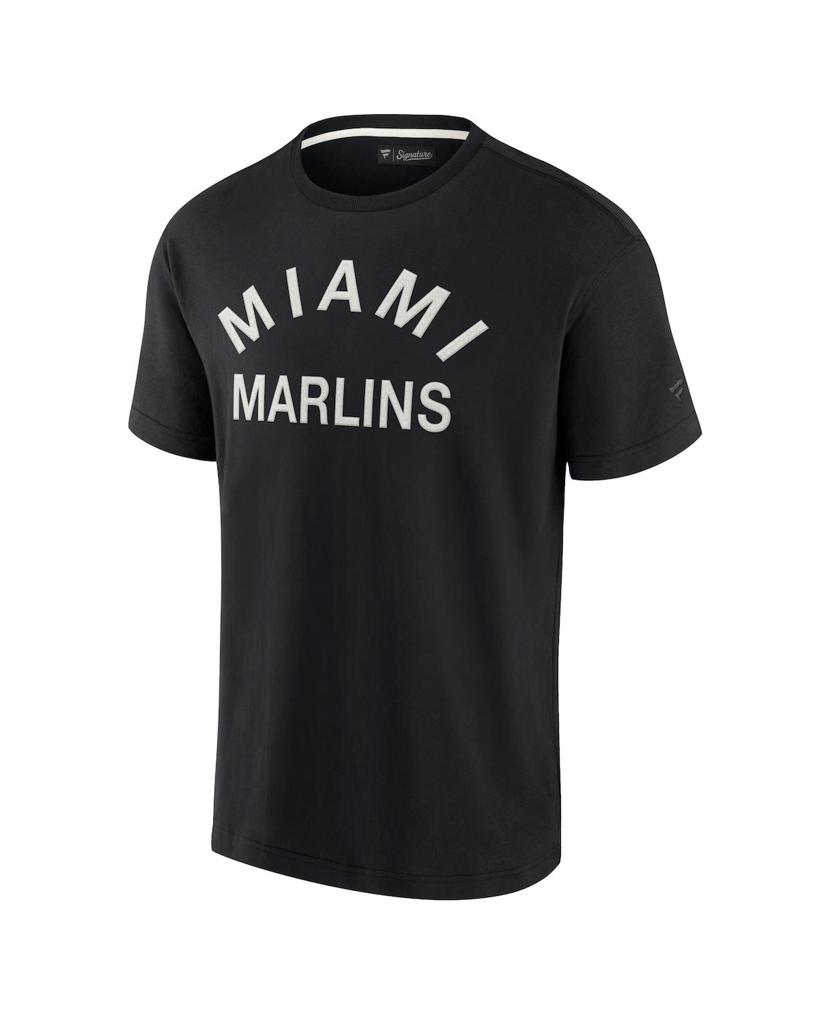 Fanatics Signature Men's And Women's  Black Miami Marlins Super Soft Short Sleeve T-shirt In Black