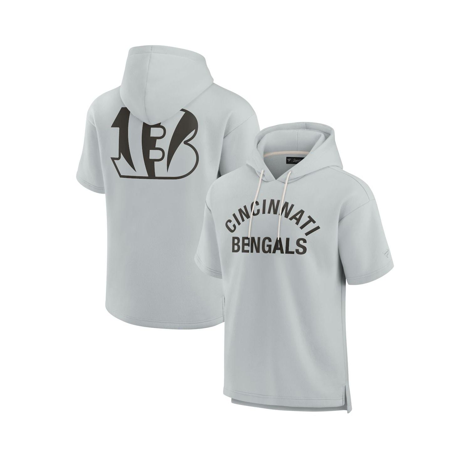 Men's and Women's Gray Cincinnati Bengals Super Soft Fleece Short Sleeve Hoodie