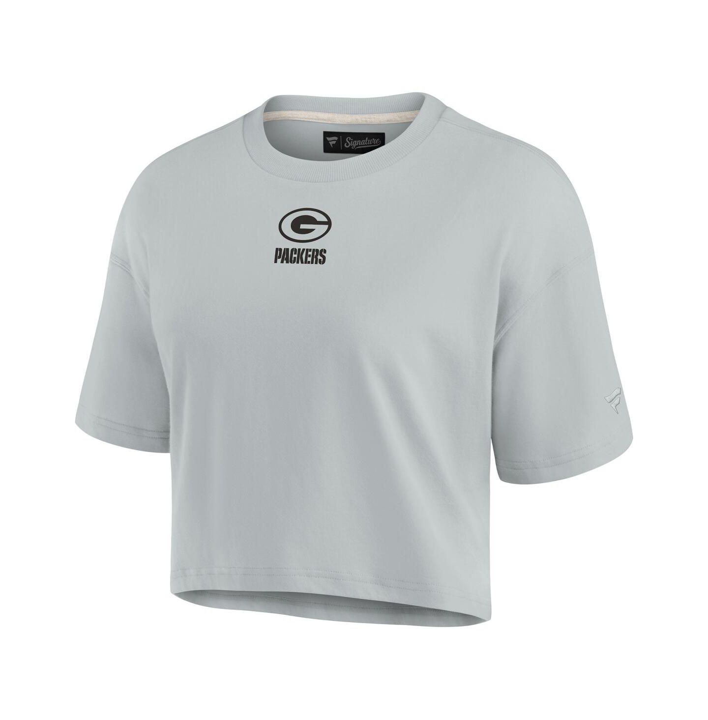 Женская футболка Fanatics Signature Gray Green Bay Packers Super Soft Short Sleeve Cropped — фото 2
