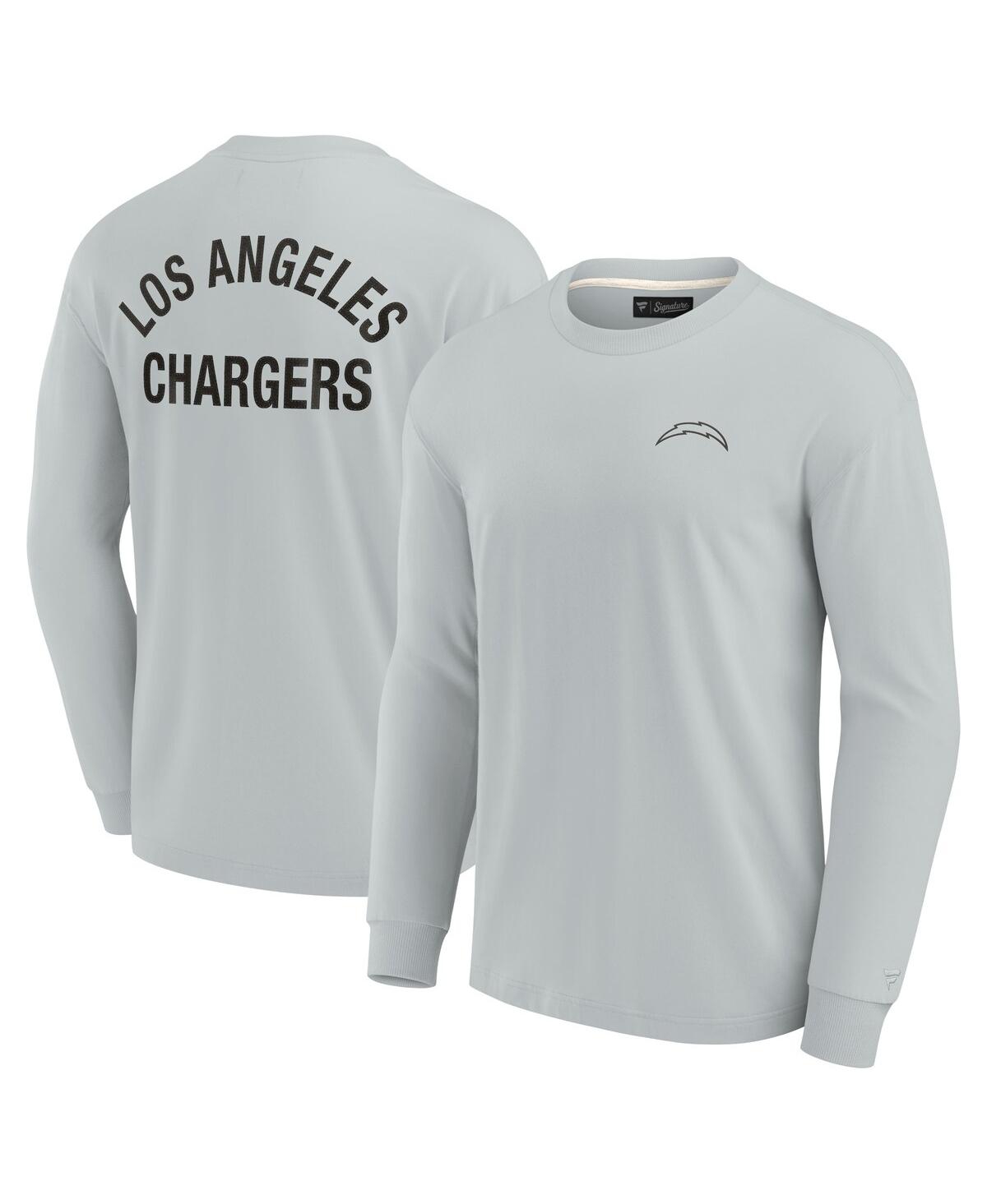Shop Fanatics Signature Men's And Women's  Gray Los Angeles Chargers Super Soft Long Sleeve T-shirt