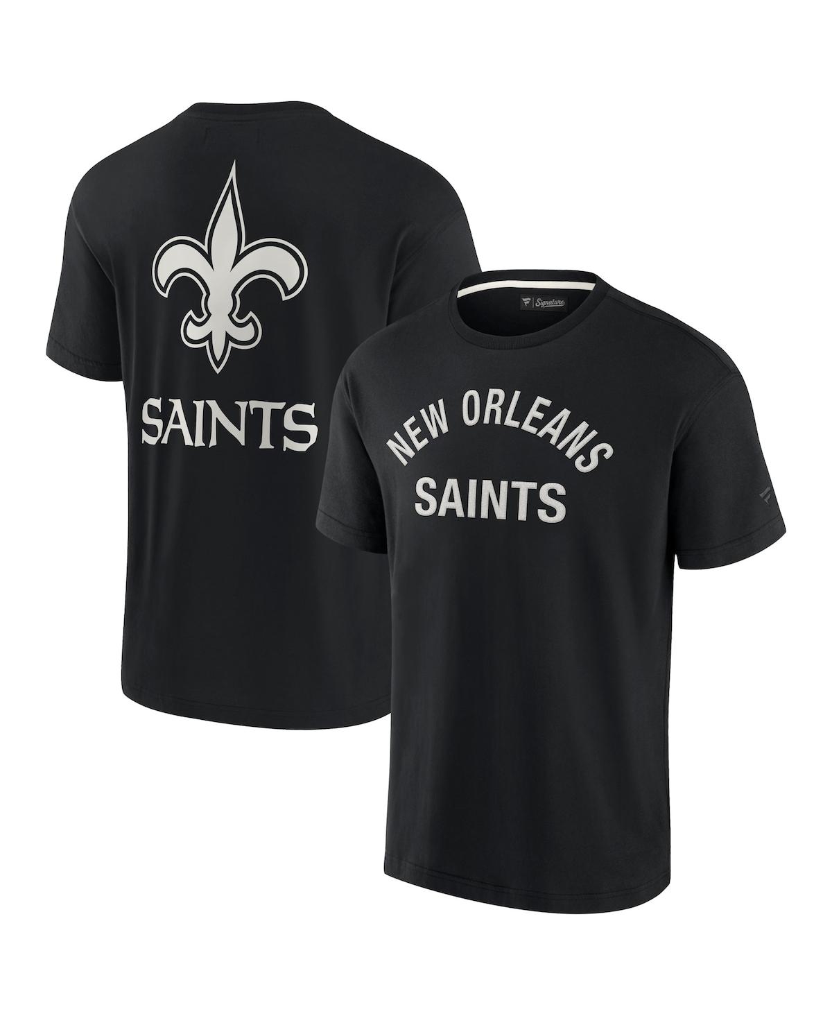Fanatics Signature Men's And Women's  Black New Orleans Saints Super Soft Short Sleeve T-shirt In Black
