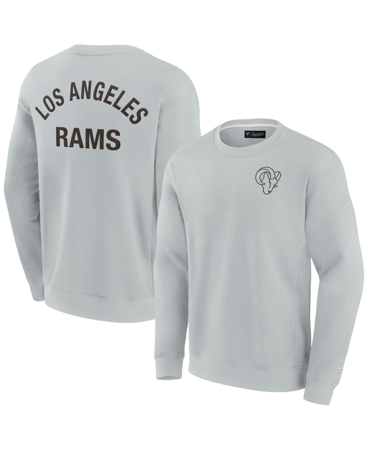Shop Fanatics Signature Men's And Women's  Gray Los Angeles Rams Super Soft Pullover Crew Sweatshirt