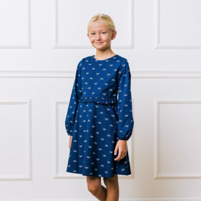 Big Girls Long Sleeve Ruffle Waist Dress