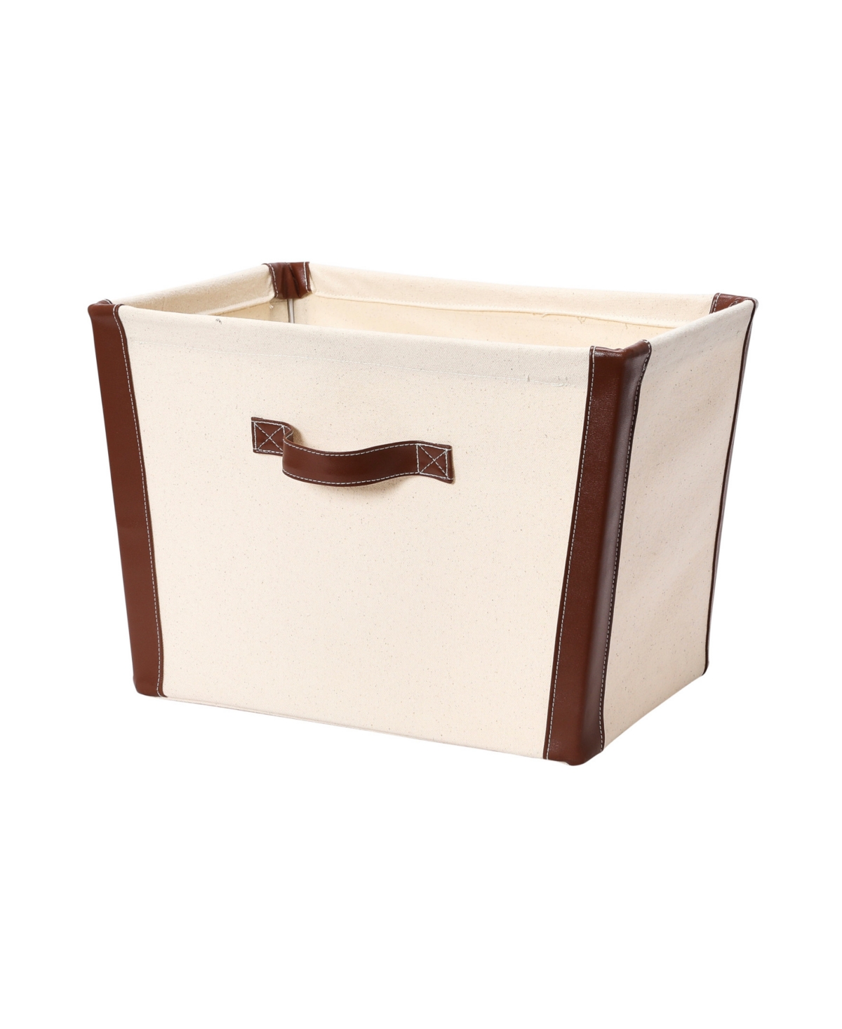 Household Essentials Canvas Bin With Faux Leather Trim In Cream