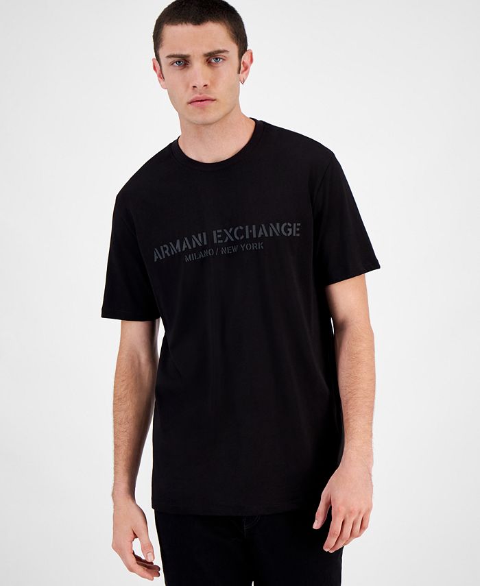 A|X Armani Exchange Men's Milano/New York Stencil Logo Graphic T-Shirt ...