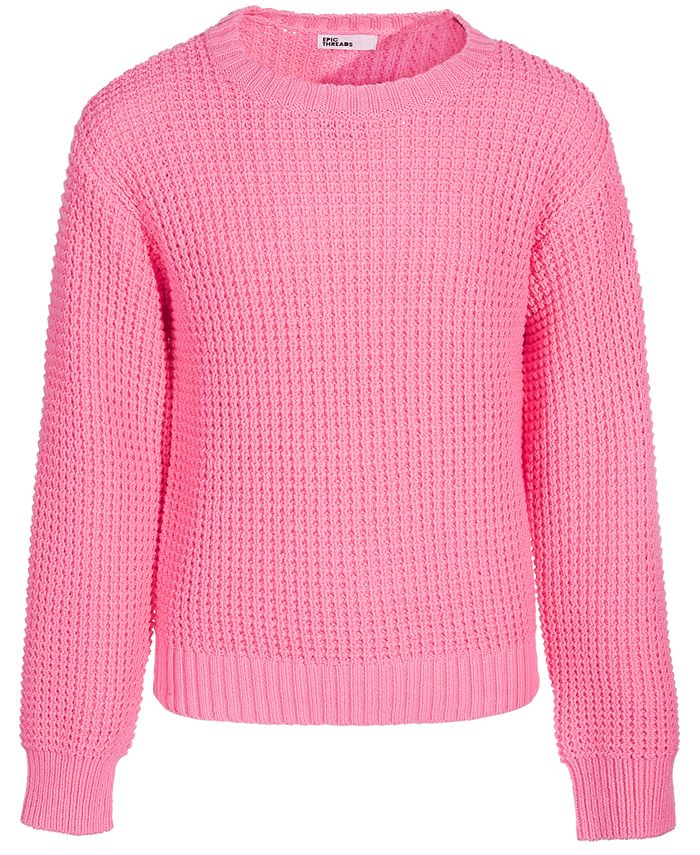 Epic Threads Big Girls Textured-Knit Crewneck Sweater, Created for Macy ...