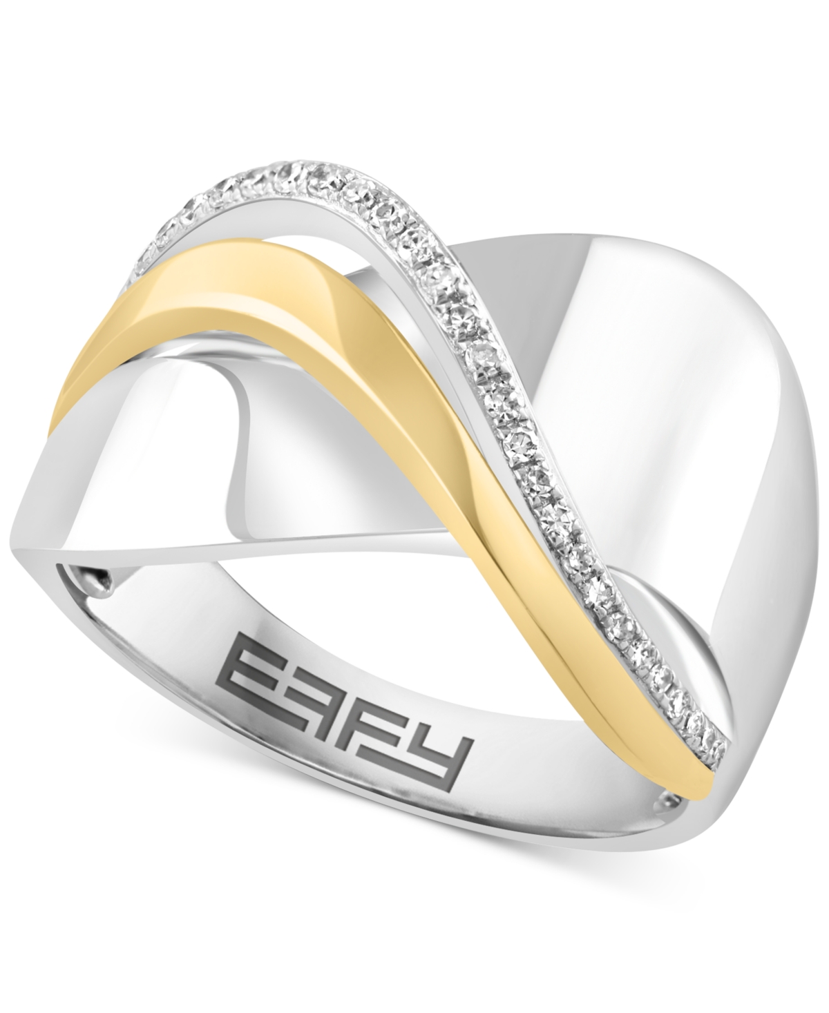Effy Collection Effy Diamond Crossover Statement Ring (1/10 Ct. T.w.) In Sterling Silver & 14k Gold-plate