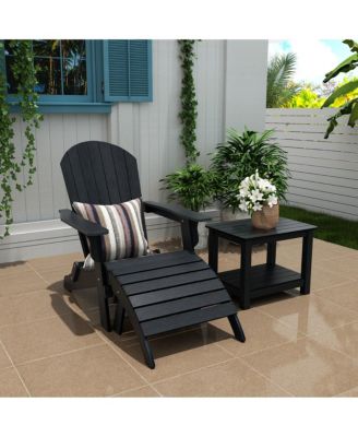 3-Piece Outdoor Adirondack Chair with Ottoman and Side Table Set