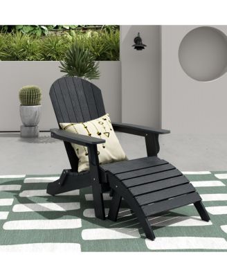 2-Piece Outdoor Folding Adirondack Chair with Footrest Ottoman Set