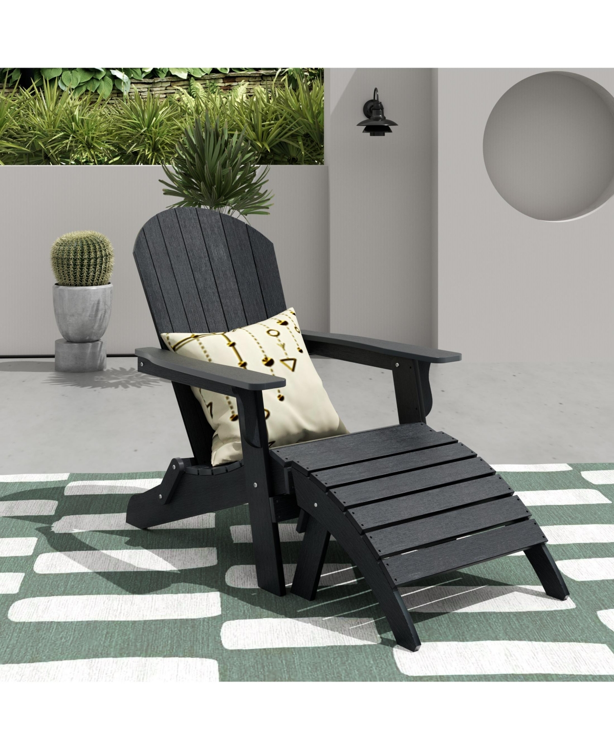 Piece Outdoor Folding Adirondack Chair with Footrest Ottoman Set