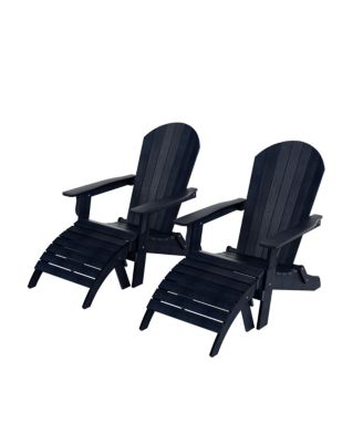 4-Piece Outdoor Folding Adirondack Chair with Footrest Ottoman Set