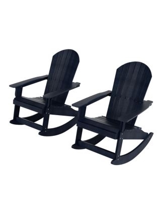 2-Piece Outdoor Patio All-weather Adirondack Rocking Chair Set
