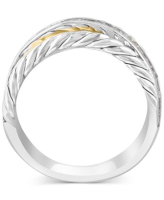 EFFY&reg; Diamond Baguette Crossover Ring (1/5 ct. t.w.) in Sterling Silver & 14k Gold-Plate