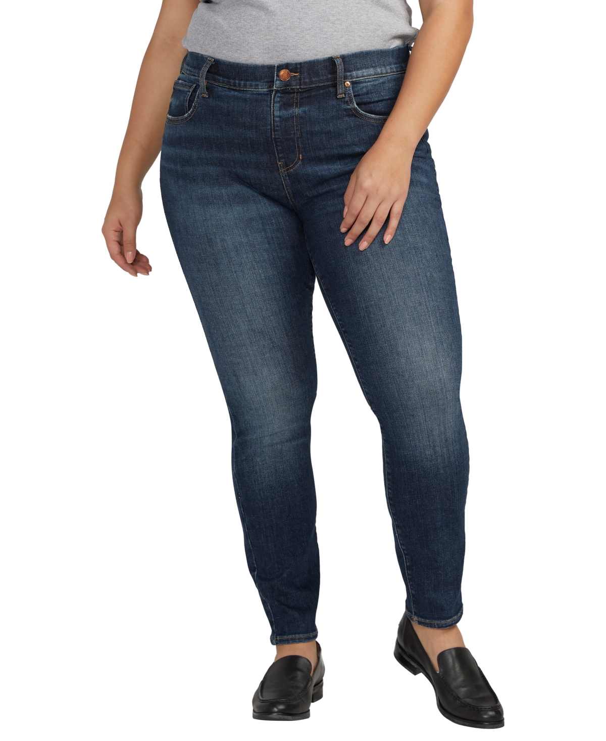 Plus Size Maya Mid Rise Skinny Leg Jeans - Night Flight Blue