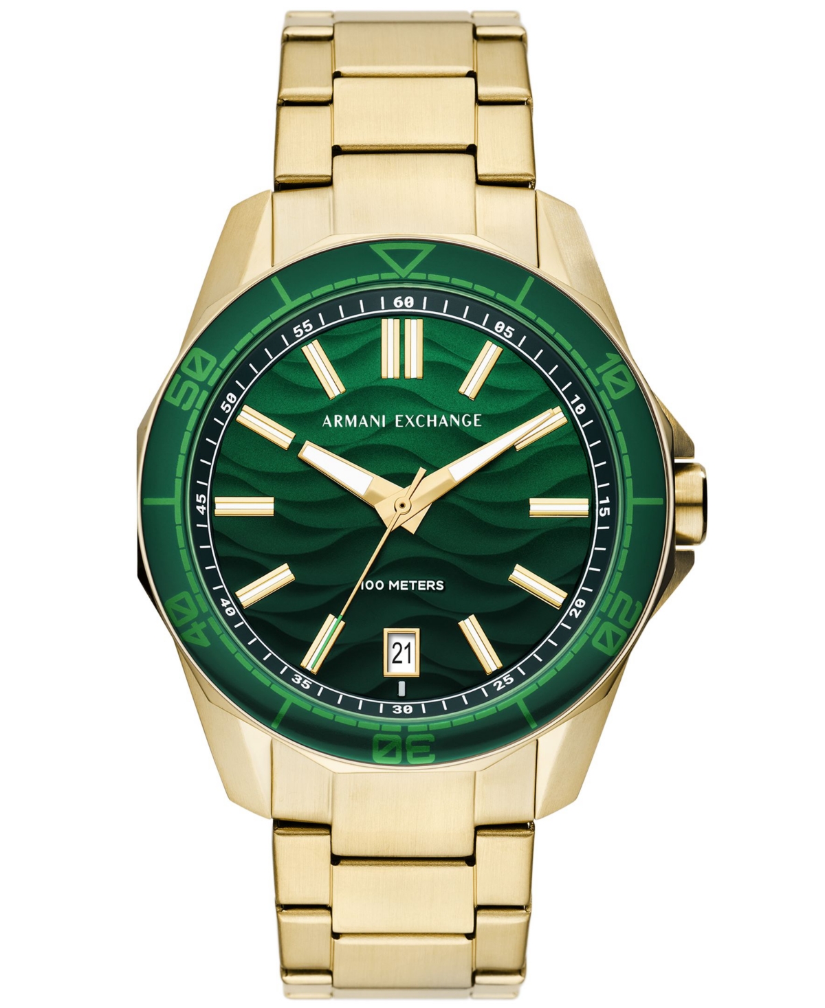 A X Armani Exchange Men's Quartz Three Hand Date Gold-tone Stainless Steel Watch 44mm