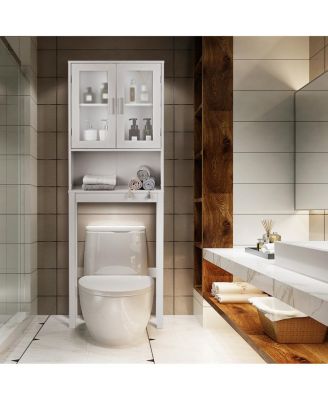 Wooden Over The Toilet Storage Cabinet Spacesaver Organizer Bathroom Tower Rack