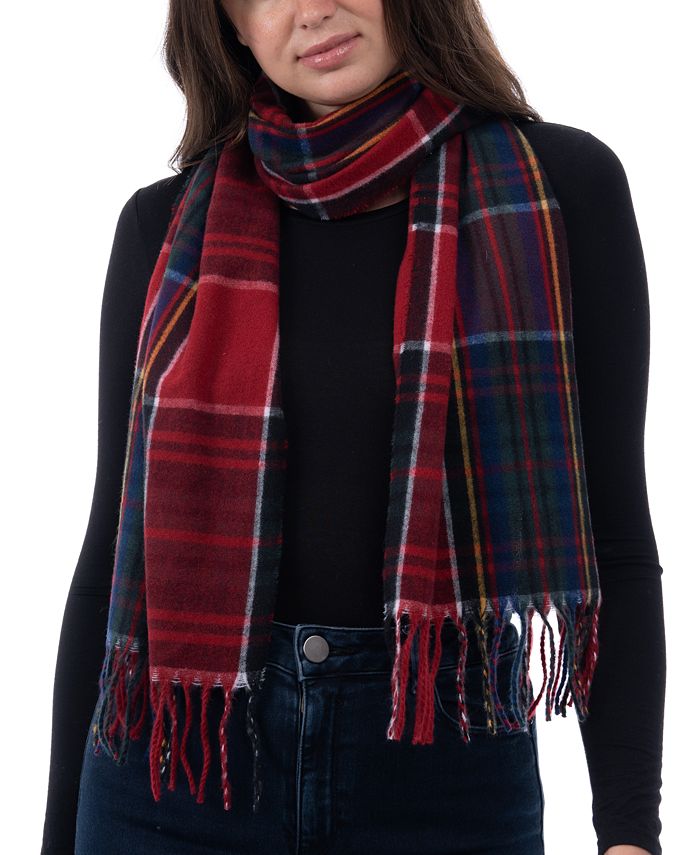 Style & Co Women's Soft Plaid Fringe-Trim Scarf Created for Macy's