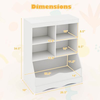 3-Tier Children's Multi-Functional Bookcase Toy Storage Bin Floor Cabinet