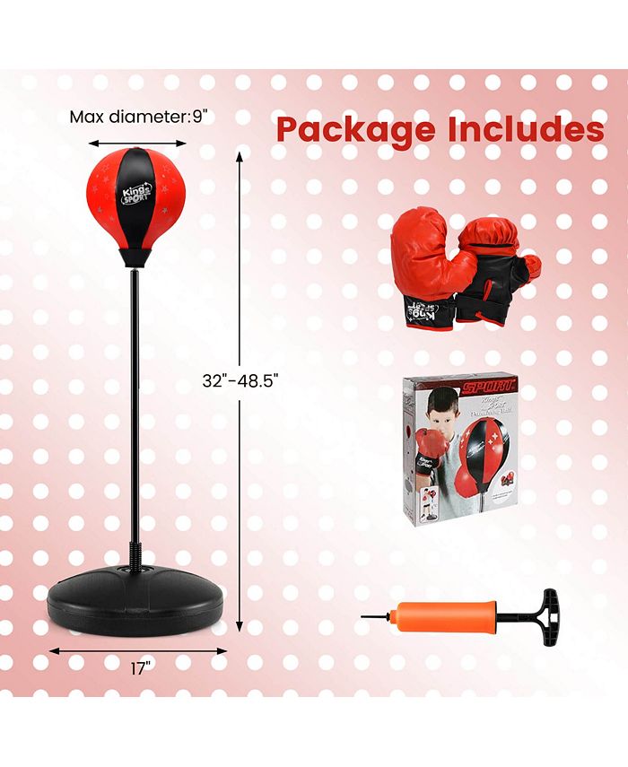 Costway Kids Punching Bag Toy Set Adjustable Stand Boxing Glove Speed