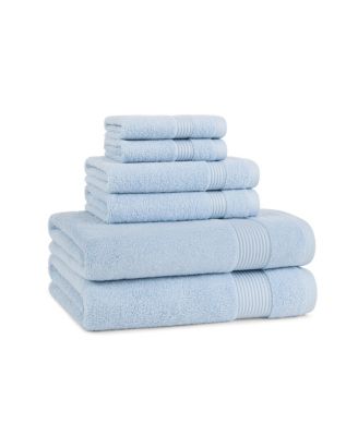 600 GSM Ringspun Cotton 6-Piece Bathroom Towel Set with Striped Dobby Border
