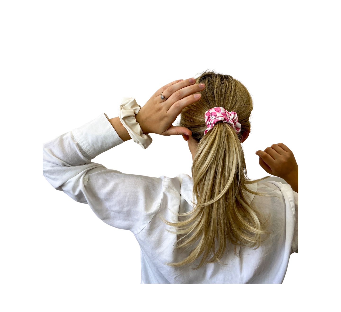 Женские аксессуары для волос Headbands of Hope Scrunchie Set - Pink Checkered — фото 2