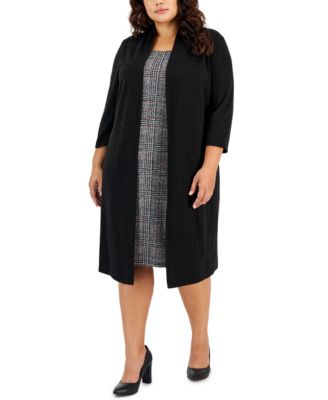 Connected - Plus Size Round-Neck Dress & Attached Jacket