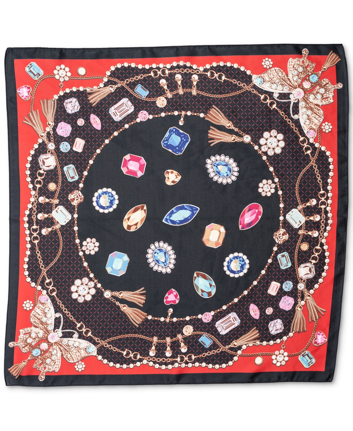 I.n.c. International Concepts Women's Printed Jewel Scatter Square Scarf, Created For Macy's In Red