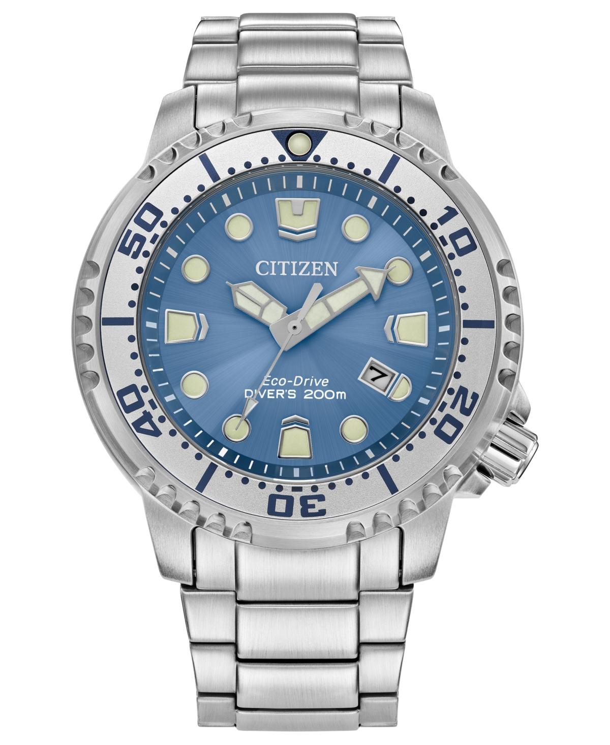 Shop Citizen Eco-drive Men's Promaster Dive Stainless Steel Bracelet Watch 44mm In Silver-tone