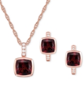 2-Pc. Set Amethyst (3-1/5 ct. t.w.) & Lab-Created White Sapphire (1/20 ct. t.w.) Pendant Necklace & Matching Small Hoop Earring